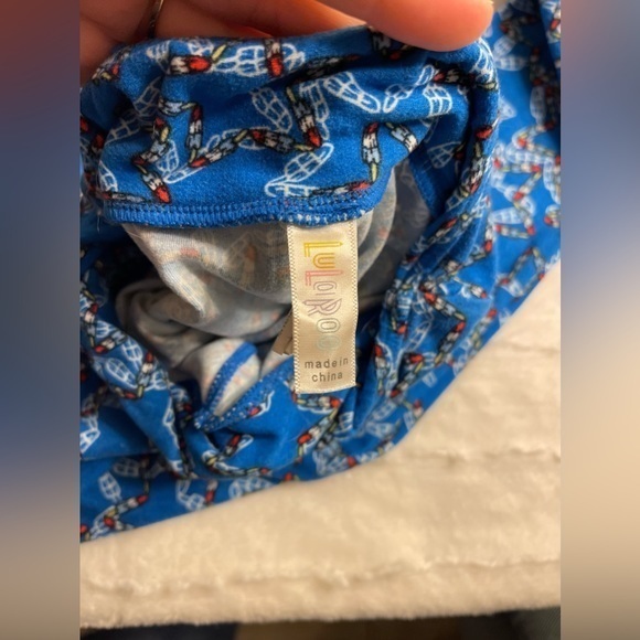 LulaRoe Girls Size Large Blue Bomb Pop Popsicle Leggings - Picture 6 of 6